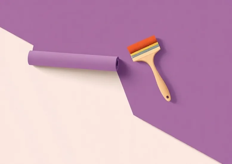 Pose de papier peint, rouleau et brosse à maroufler